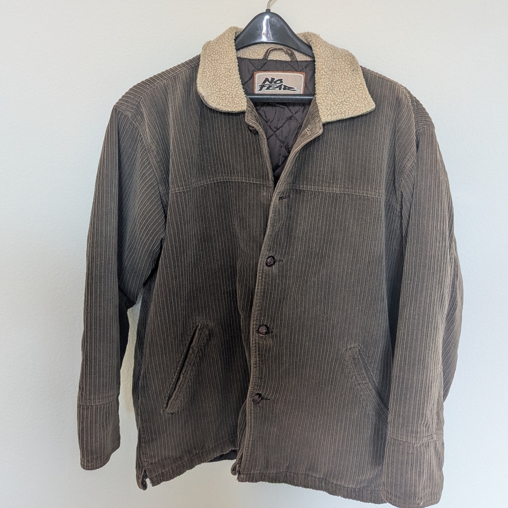 No Fear 1990s Brown Corduroy Chore Jacket | Large | Winter